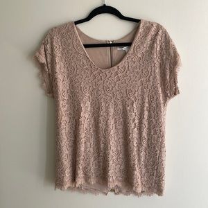 Diane Von Furstenberg Tan Lace Blouse Small